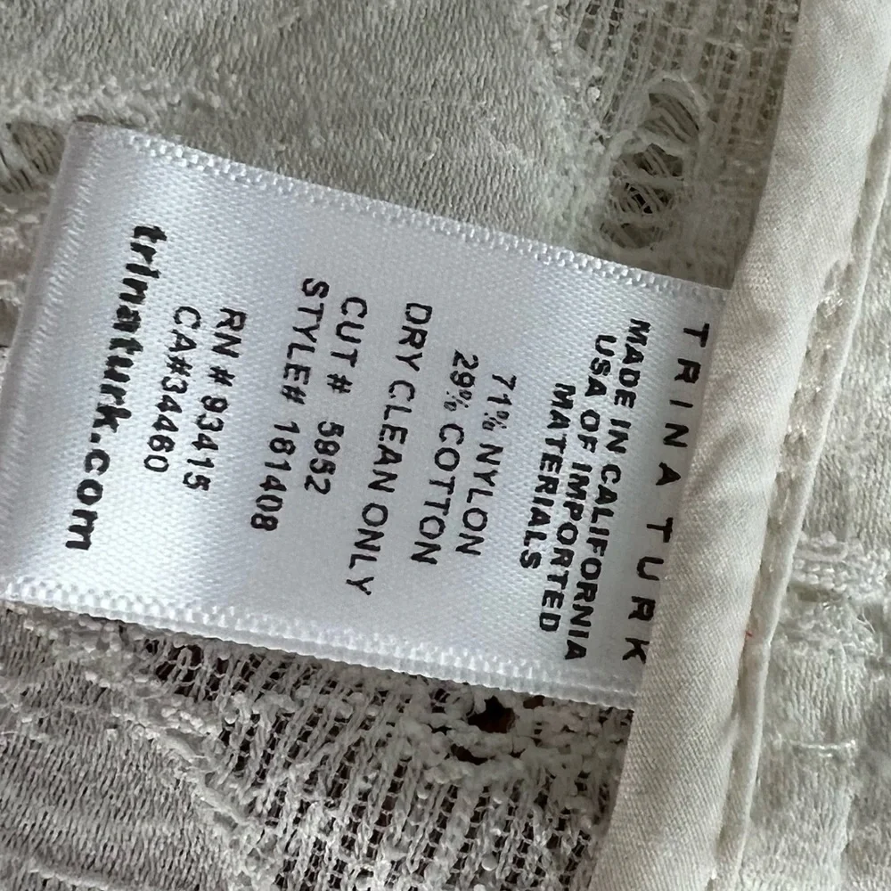 TRINA TURK Off White Lace Belted Wrap Jacket Size 6 - Picture 10 of 10